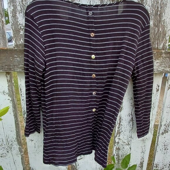 Coin 1804 Super soft long-sleeved striped T-shirt with button details - Picture 5 of 6